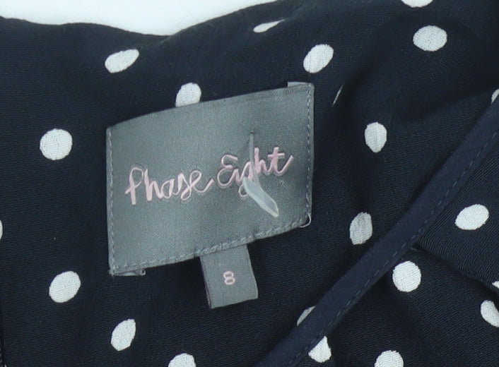 Phase Eight Women's Black Polka Dot Shift Dress, Size 8