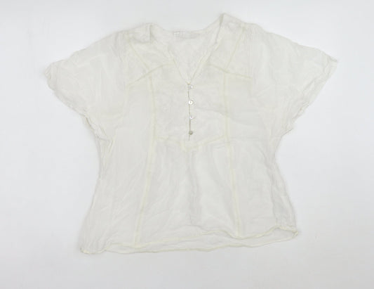 Fat Face Womens Ivory Blouse UK 6 Casual Short Sleeve