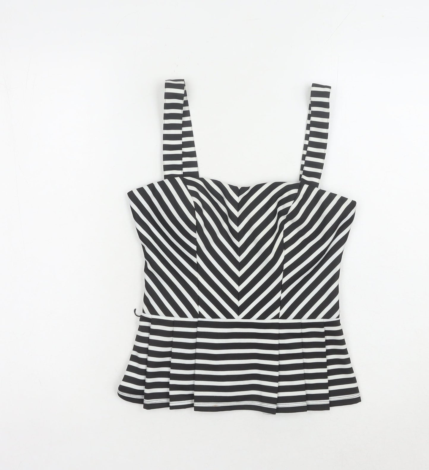 Lipsy Women's Black Striped Tank Top, Square Neck