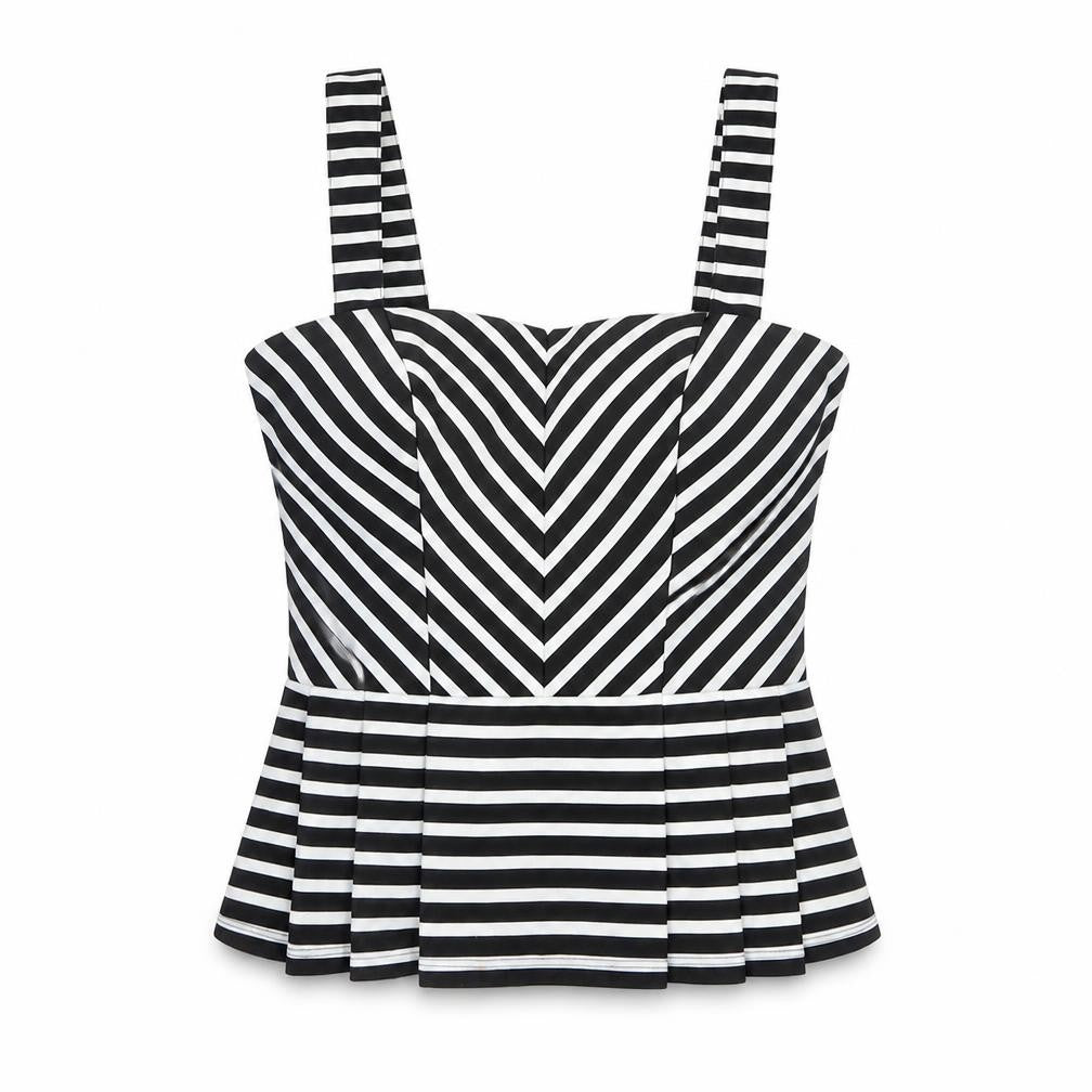 Lipsy Women's Black Striped Tank Top, Square Neck