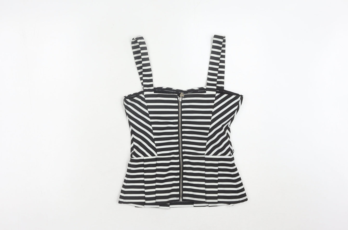 Lipsy Women's Black Striped Tank Top, Square Neck