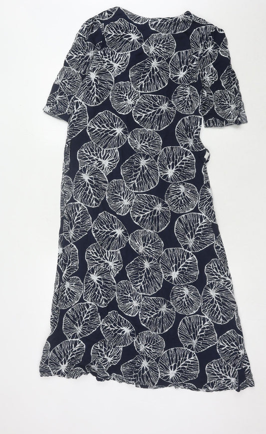 Weird Fish Women's Blue Floral Shirt Dress Size 12