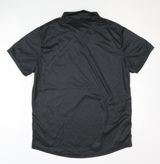Men's Black Polo Geometric Activewear Top M