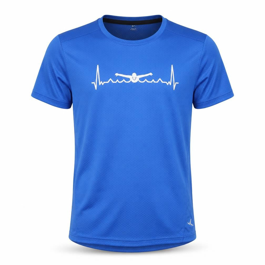 Front view of Decathlon boys’ blue t-shirt 10-11 years sports top