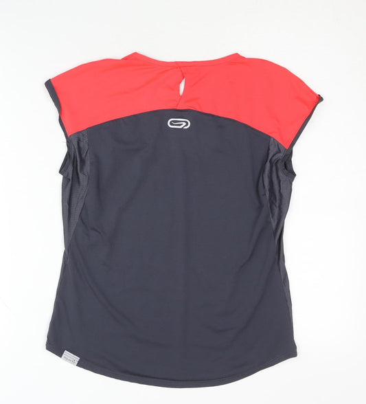 Oxylane Women's Black Red Sleeveless Running T-Shirt 2XS