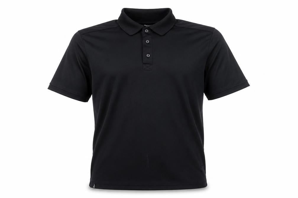 Front view of Crivit Men's Black Polo Shirt, size L