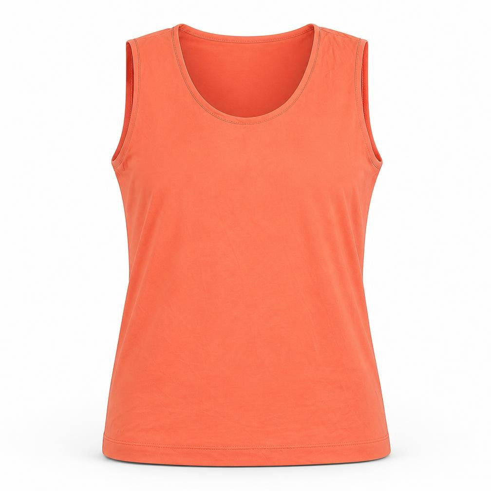 Front view of Tru Women's Orange Tank Top, size 14, Basic Scoop Neck