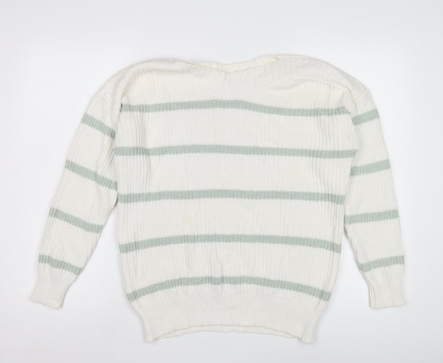 Great Plains Women's White Striped Chunky Knit Jumper
