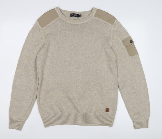 Hackett Men's Beige Pullover Jumper, M, Cotton Linen