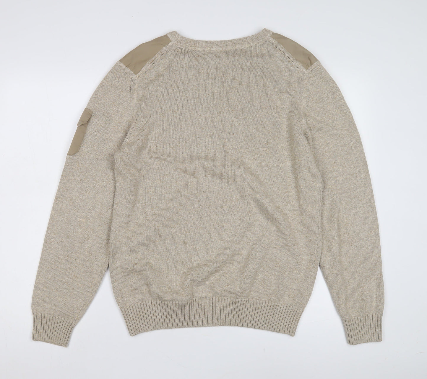 Hackett Men's Beige Pullover Jumper, M, Cotton Linen