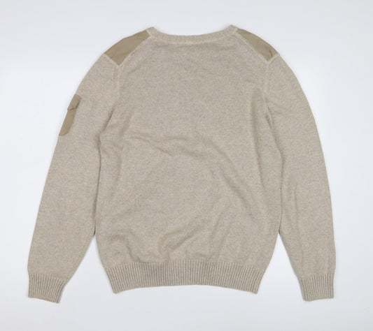 Hackett Men's Beige Pullover Jumper, M, Cotton Linen