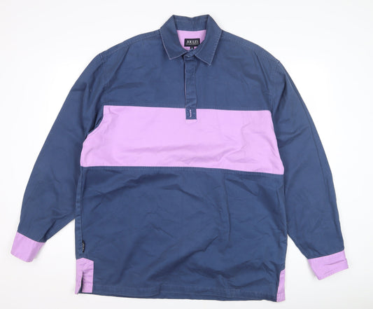 Joules Men's Blue Colourblock Polo Shirt L