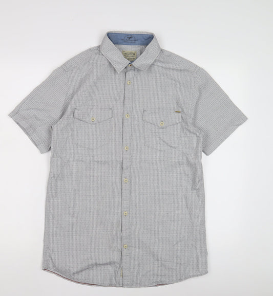 Vintage Co. Men's Grey Check Short Sleeve Shirt
