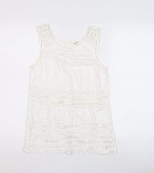 Fat Face Women's White Crochet Blouse UK 6