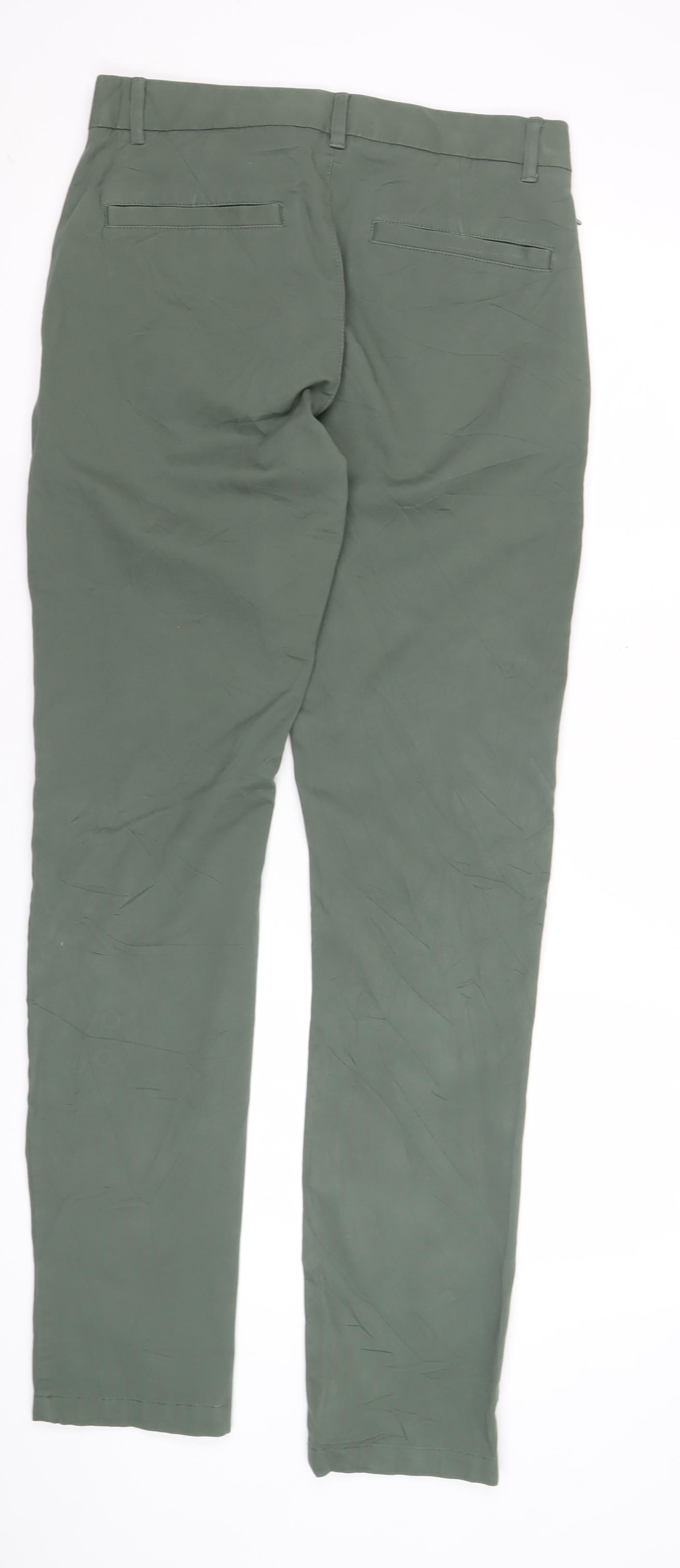 Men's Green Slim Chino Trousers Size M