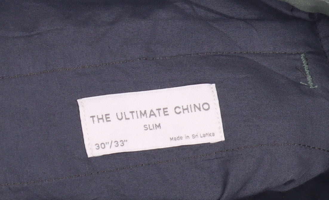Men's Green Slim Chino Trousers Size M