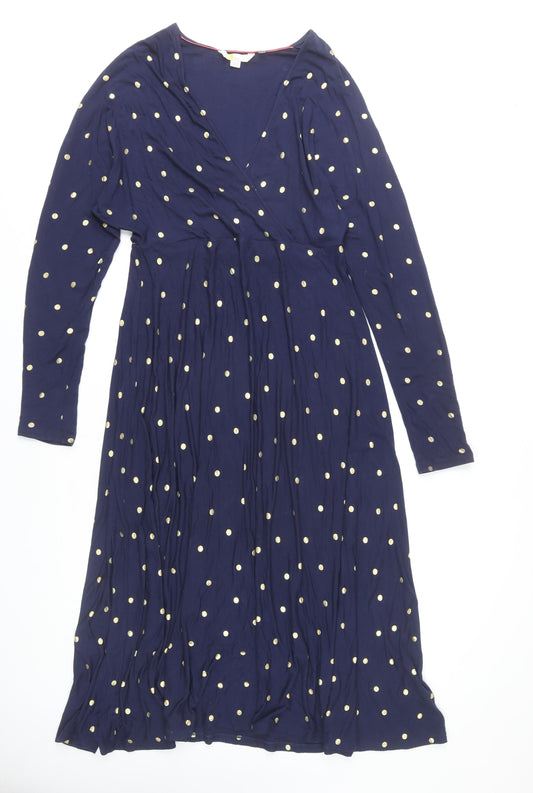 Boden Women's Blue Polka Dot Wrap Dress Size 12