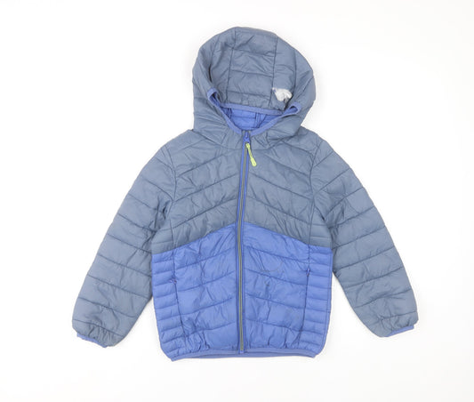 Marks and Spencer Boys Blue Puffer Jacket, 6-7 Years, Hooded
