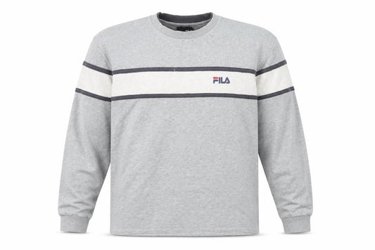 Front view of Fila Men's Grey Pullover Sweatshirt M Striped