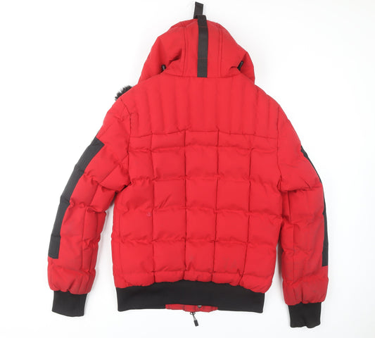Martique Men's Red Puffer Jacket S - Winter Warm Hooded