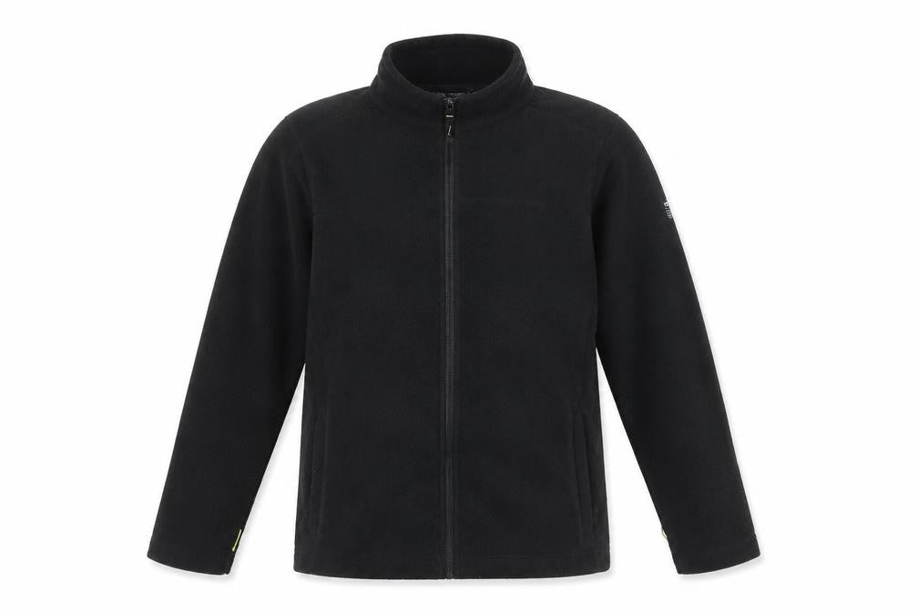 Front view of All Terrain boys’ black fleece jacket, size 13, winter essential