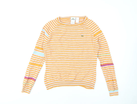 Lacoste Women's Multicoloured Striped Pullover Jumper Size 14