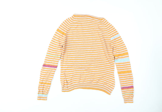 Lacoste Women's Multicoloured Striped Pullover Jumper Size 14