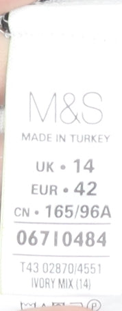 Marks and Spencer Women's Ivory Striped Jumper Size 14