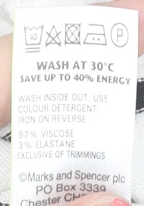 Marks and Spencer Women's Ivory Striped Jumper Size 14