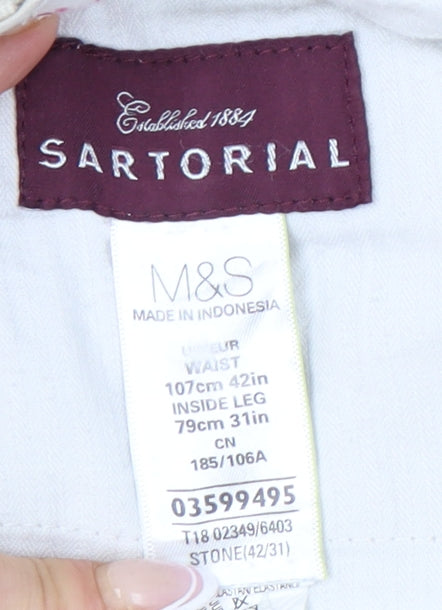 Marks and Spencer Men's Beige Chino Trousers Size L
