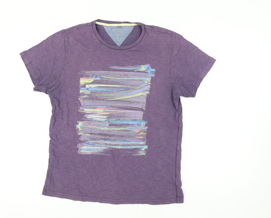 Debenhams Men's Purple Art Graphic Cotton T-Shirt M
