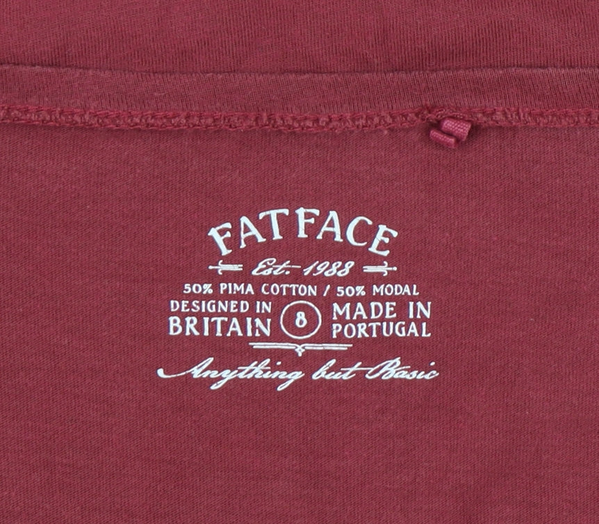 FatFace Women's Red V-Neck Long Sleeve T-Shirt