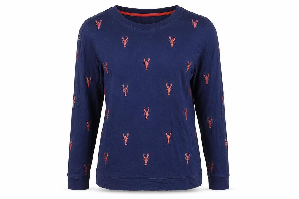 Front view of Oasis Women's Blue Animal Print Crew Neck Top - S