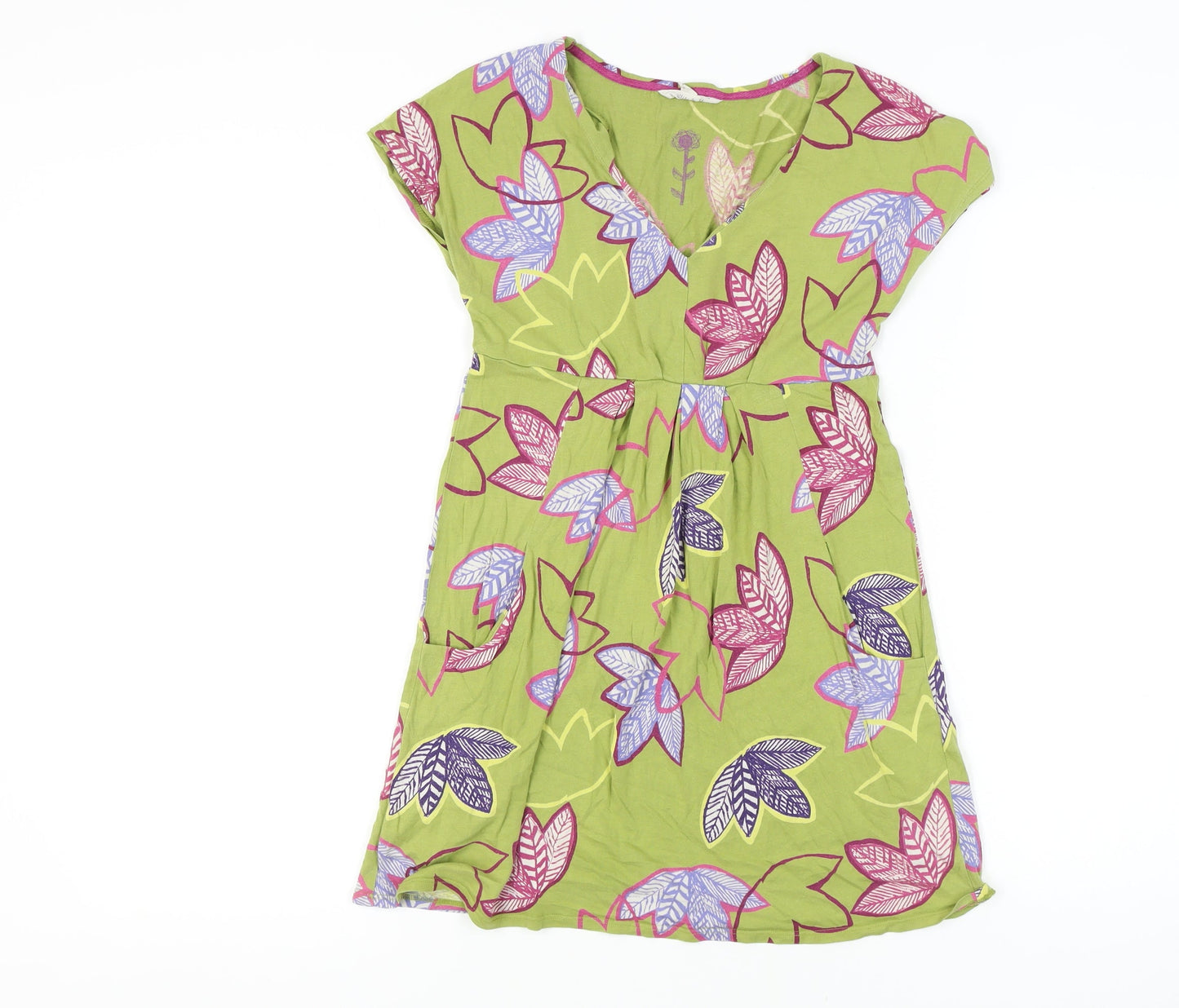 White Stuff Women's Green Floral Tunic V-Neck Size 6
