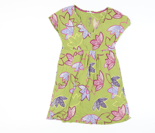 White Stuff Women's Green Floral Tunic V-Neck Size 6