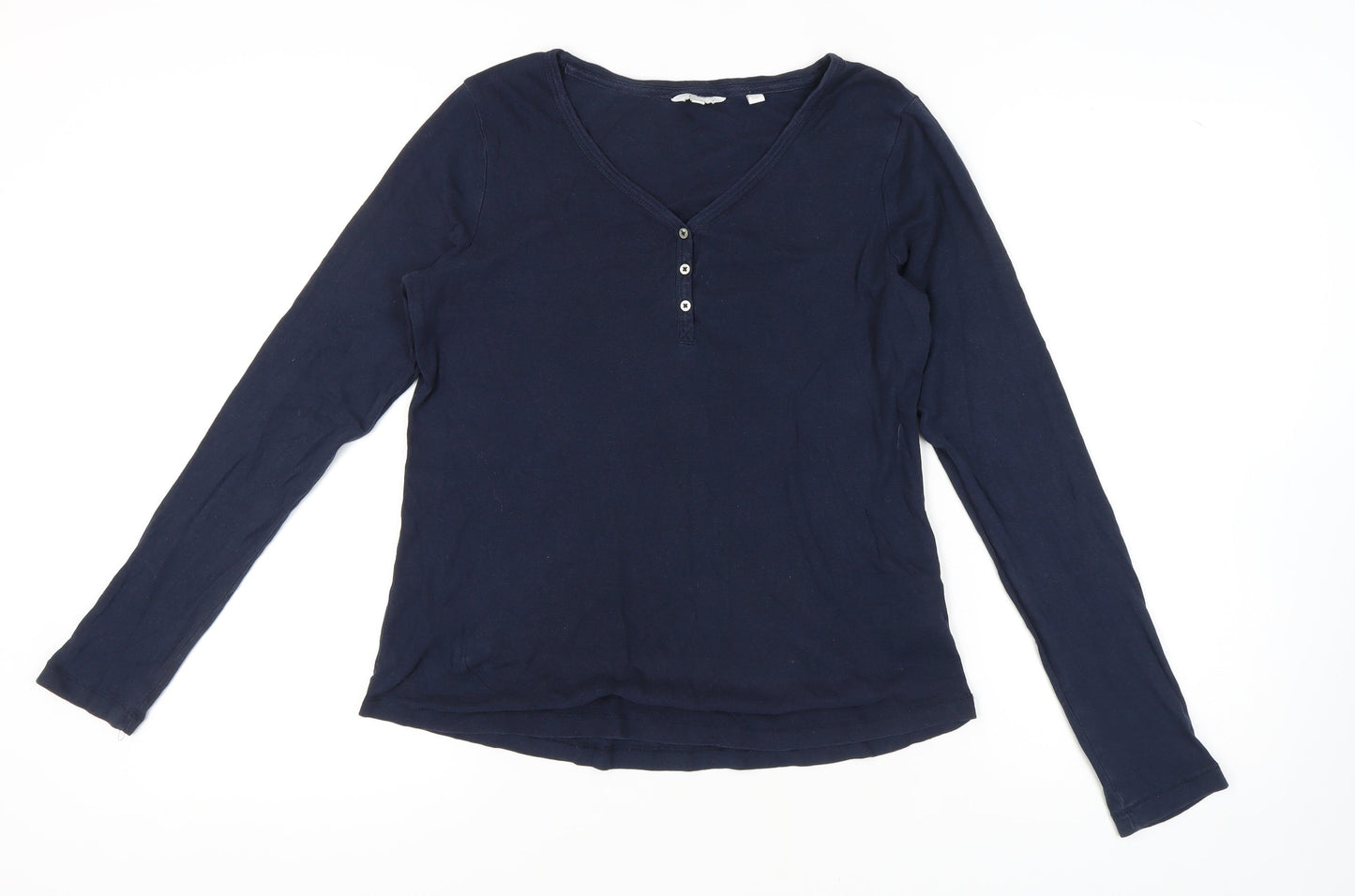 Fat Face Women's Blue V-Neck Long Sleeve Top, Size 12