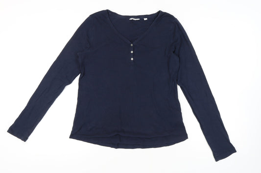 Fat Face Women's Blue V-Neck Long Sleeve Top, Size 12