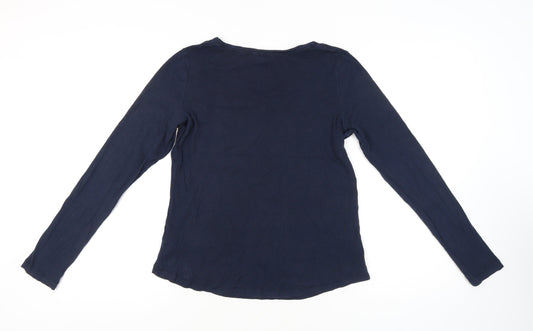Fat Face Women's Blue V-Neck Long Sleeve Top, Size 12