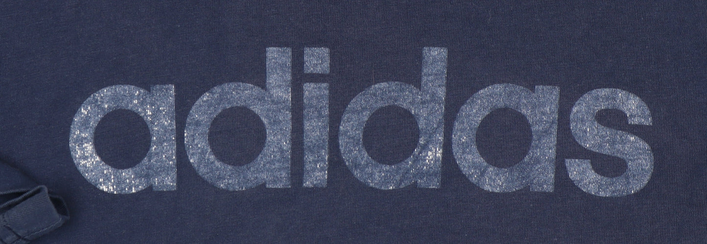 Adidas Women's Blue T-Shirt, Size S, Crew Neck