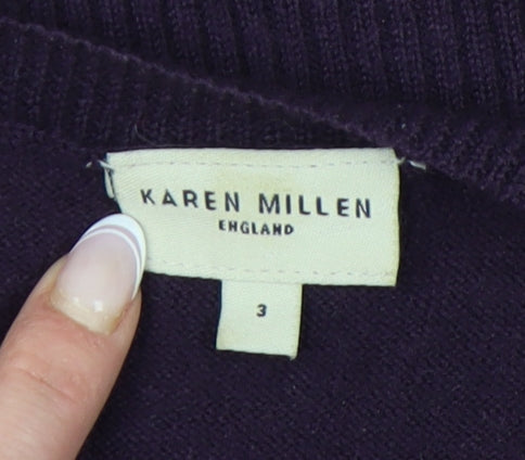 Karen Millen Women's Purple Knit Jumper - M, V-Neck