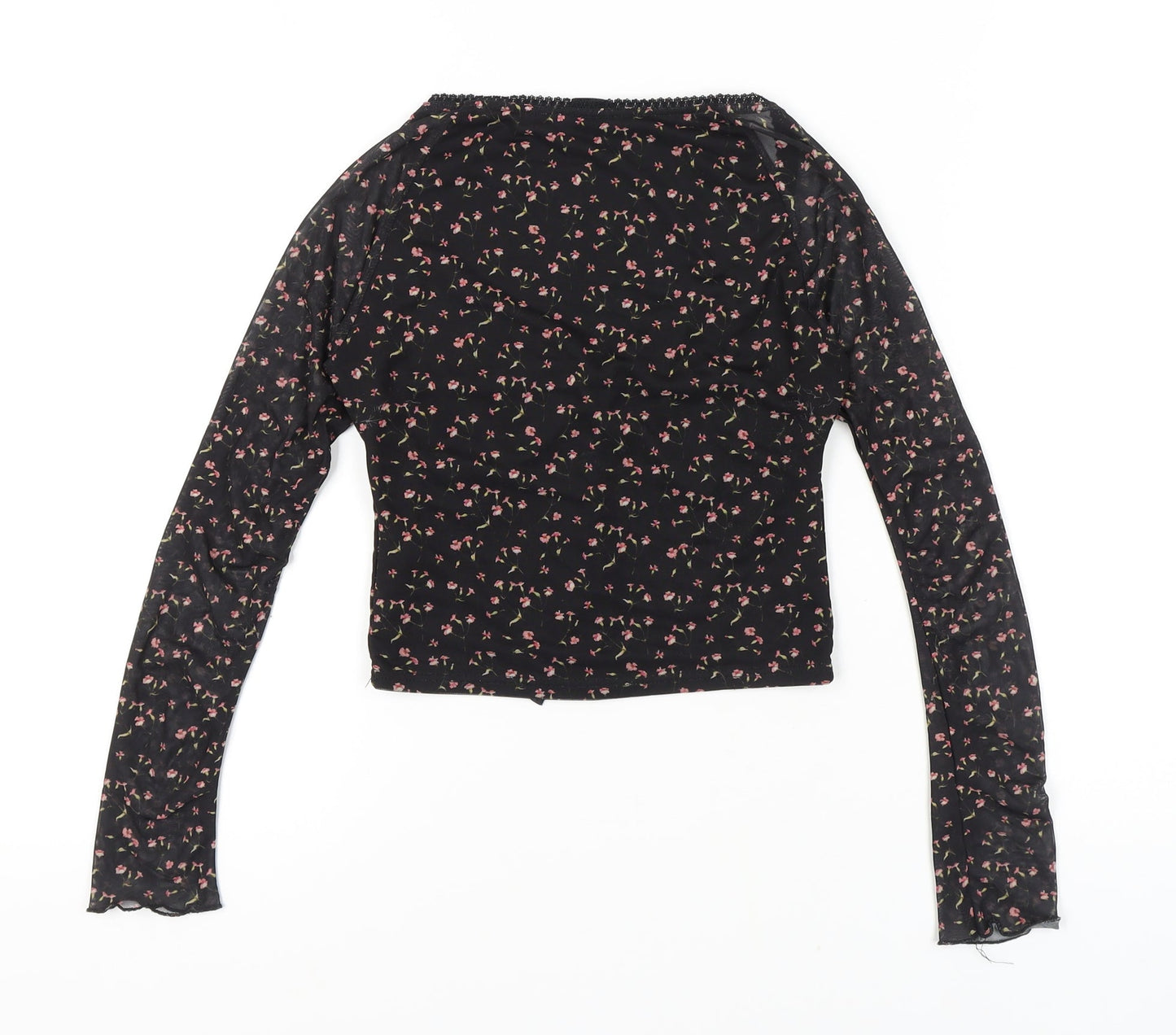 Urban Outfitters Women's Black Floral Mesh Top