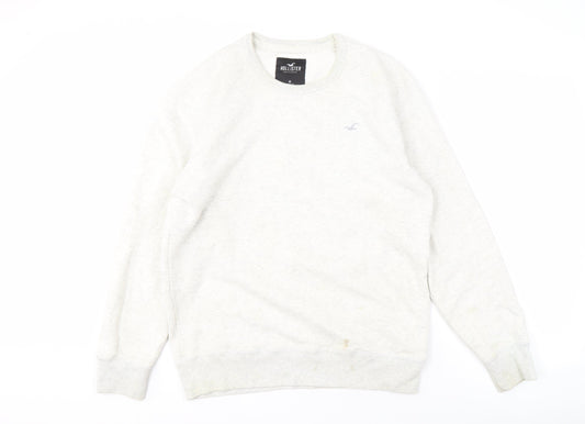Hollister Men's White Crew Neck Pullover Sweatshirt M
