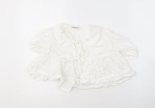 Monki Women's White Collared Blouse Size 10