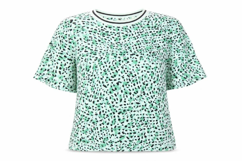 Front view of InWear Women's Green Animal Print Top, size 10