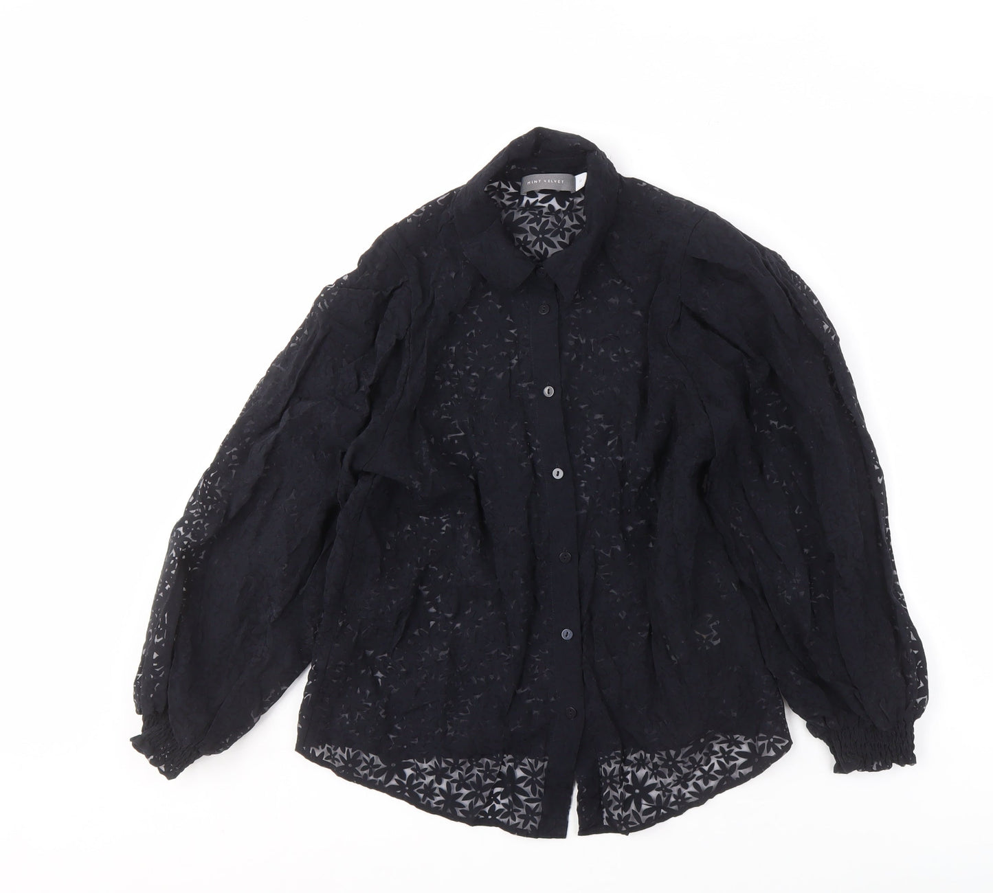 Mint Velvet Black Lace Blouse, Size 10, Women's