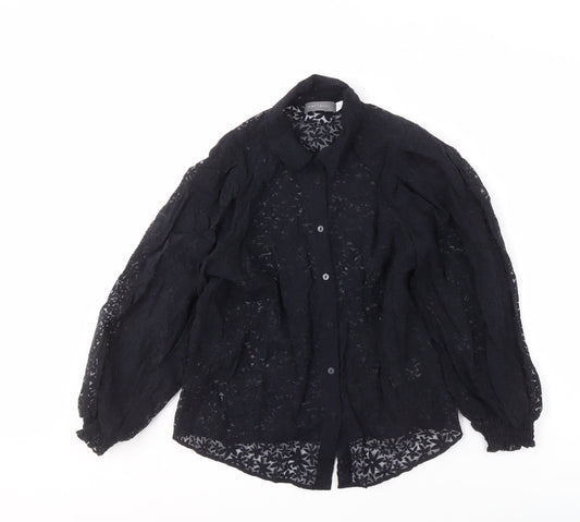 Mint Velvet Black Lace Blouse, Size 10, Women's