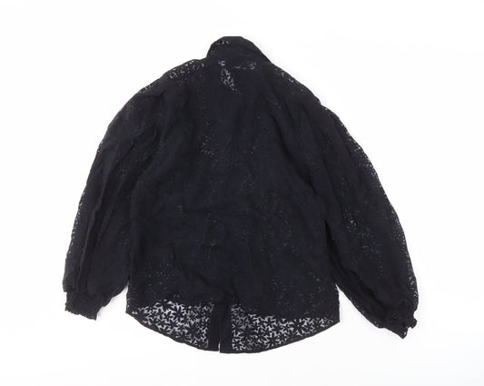 Mint Velvet Black Lace Blouse, Size 10, Women's