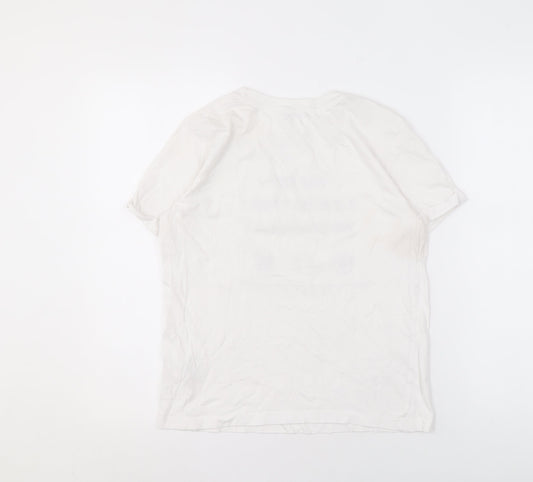 Pull & Bear White T-Shirt - Unisex, Size 12, Casual Funny Tee