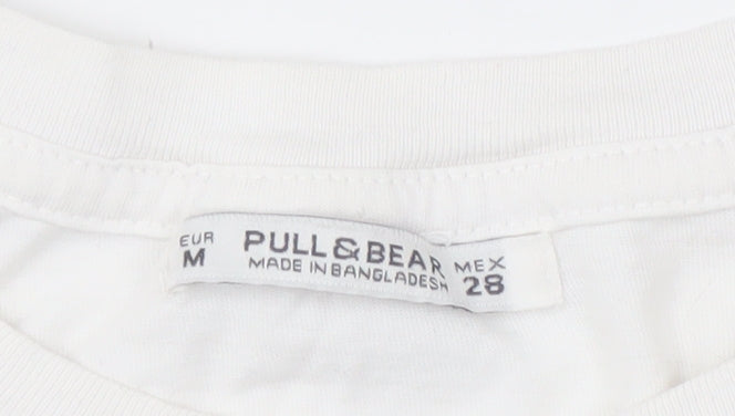 Pull & Bear White T-Shirt - Unisex, Size 12, Casual Funny Tee