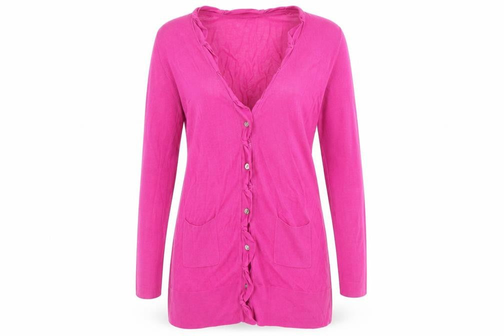 Front view of Linea Women's Pink V-Neck Cardigan -, size L